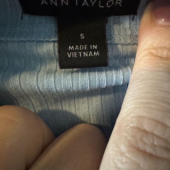 Ann Taylor Sleeveless Ribbed Mock Neck Tank - Light Blue - Picture 2 of 5